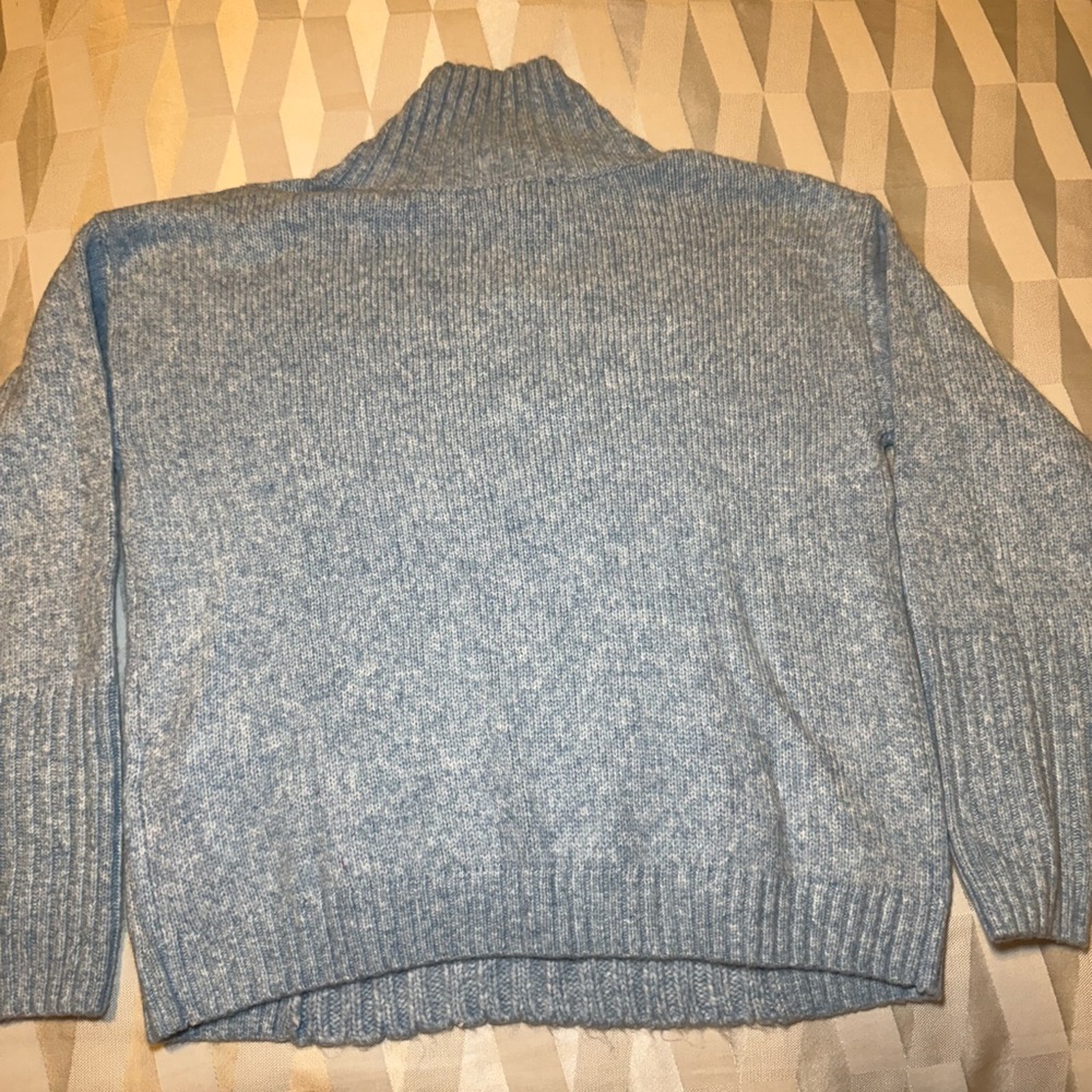 White House Black Market Light Blue Cable Knit Turtleneck Sweater - Picture 8 of 8